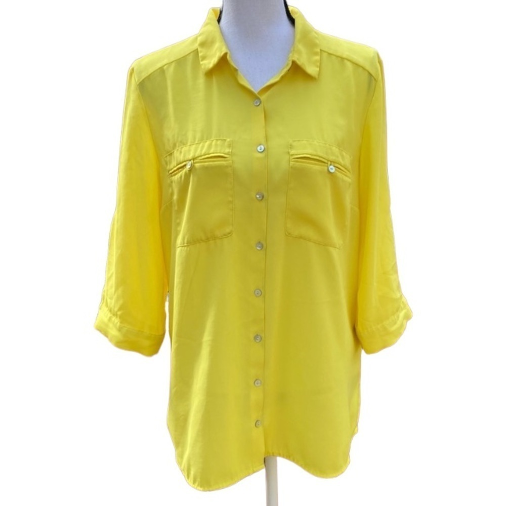 H&M Yellow 3/4 Sleeve Blouse Size 14